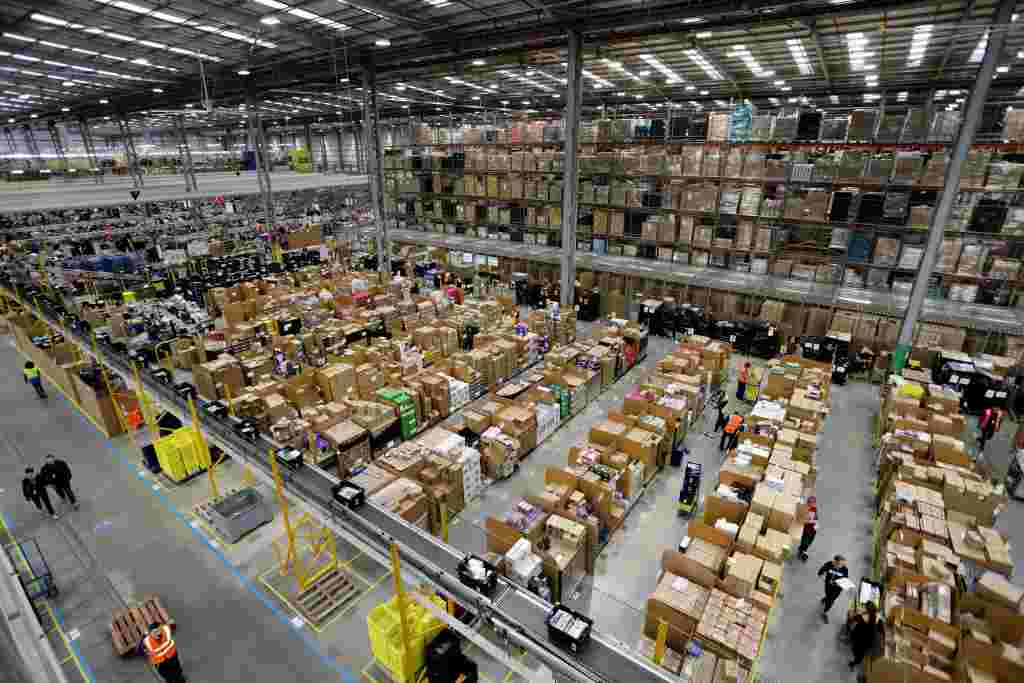 The Amazon fulfilment centre in Peterborough, Cambs, as preparations get underway for the hectic Christmas period.  November 15, 2016.  See NTI story NTIAMAZON.  The  centre, which holds millions of items, dispatches packages to customers across the UK & Europe.  The companys 2016 Black Friday deals are now available online in the UK, with the 13-day event including big savings on gifts, televisions, toys and technology. The US retailer has even slashed as much as 70% off some items.